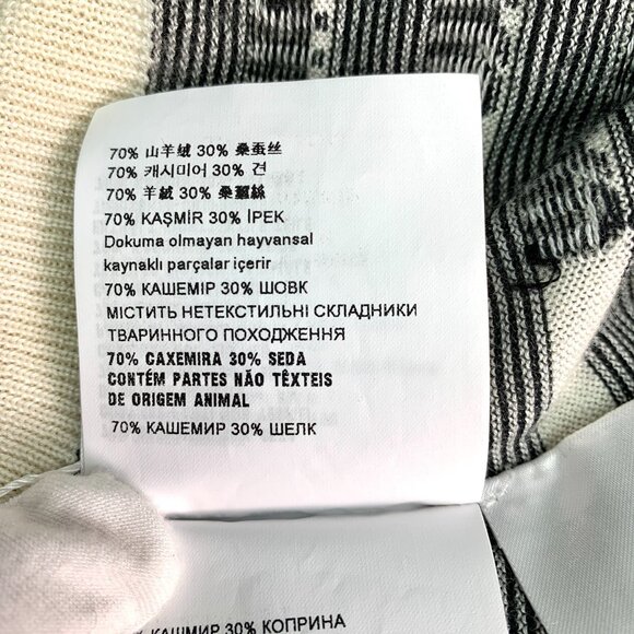 Miu Miu Womens Black & White Logo Print Cashmere Blend Cardigan Sweater Size 38 - Picture 6 of 8